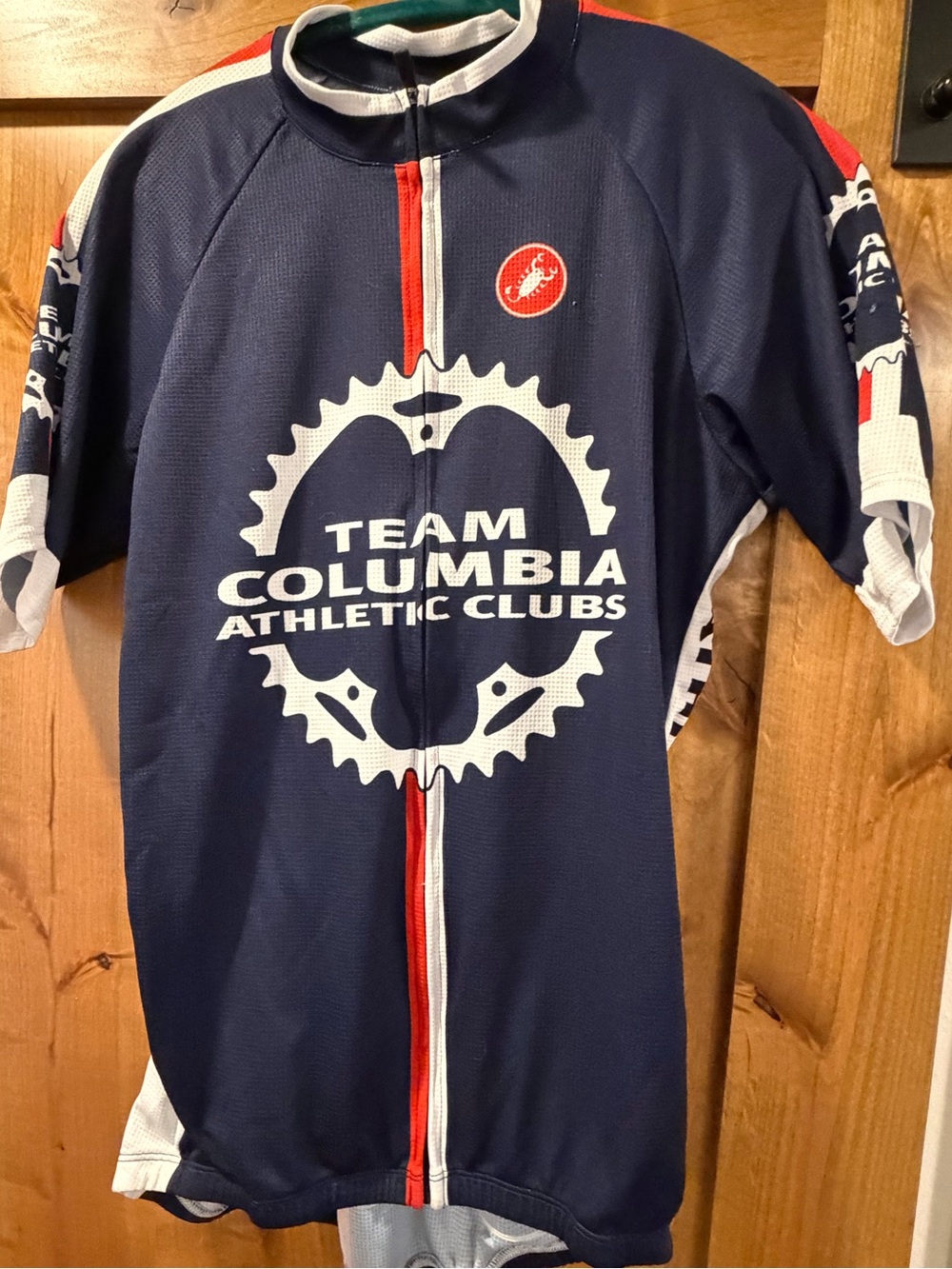 Team Columbia Athletic Clubs Navy CastellCycling Jersey with Red & White Accents